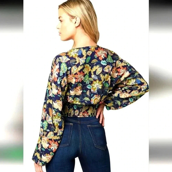 Buffalo David Bitton Lace Trim Raquel Botanical Blouse - Picture 3 of 10